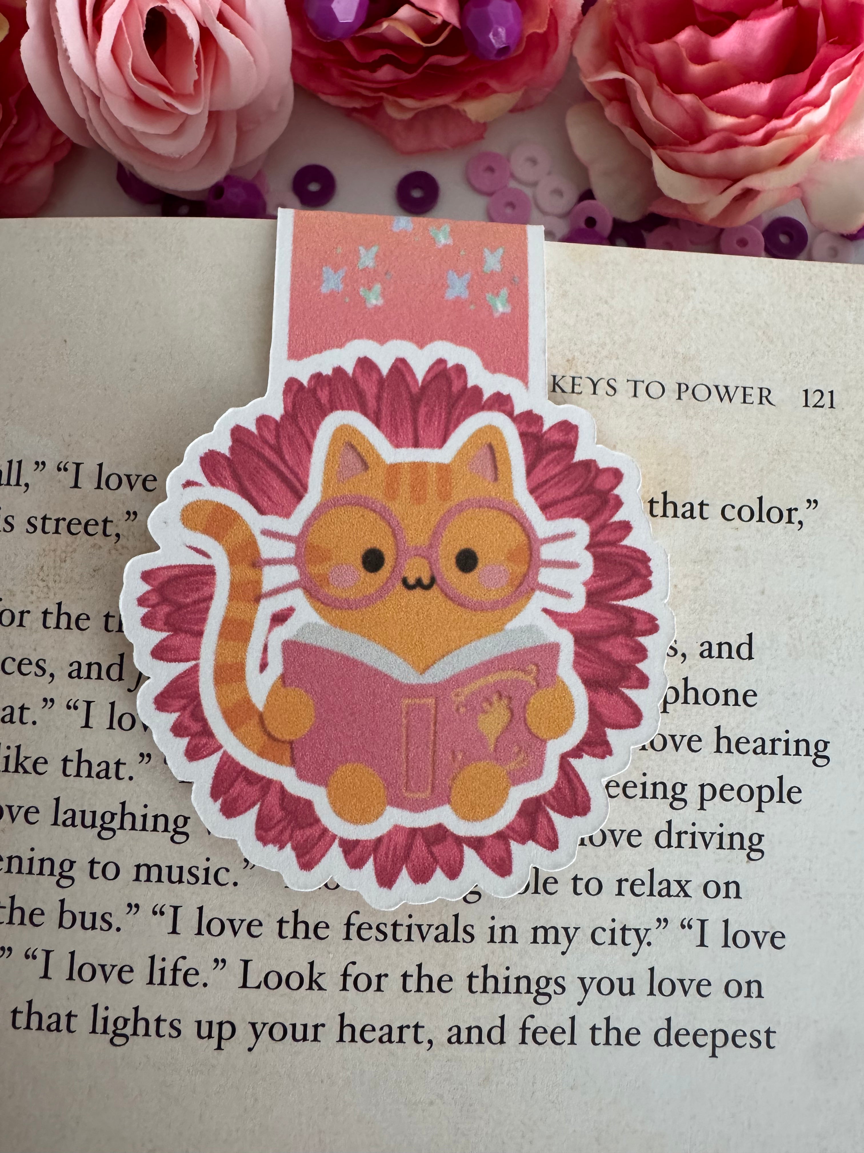 Cat Reading Magnetic Bookmark