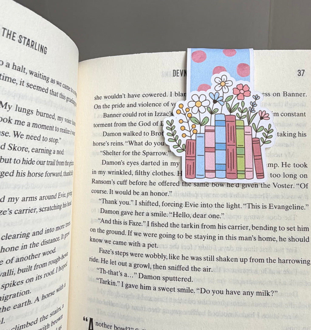 Book-stack Flowers Magnetic Bookmark