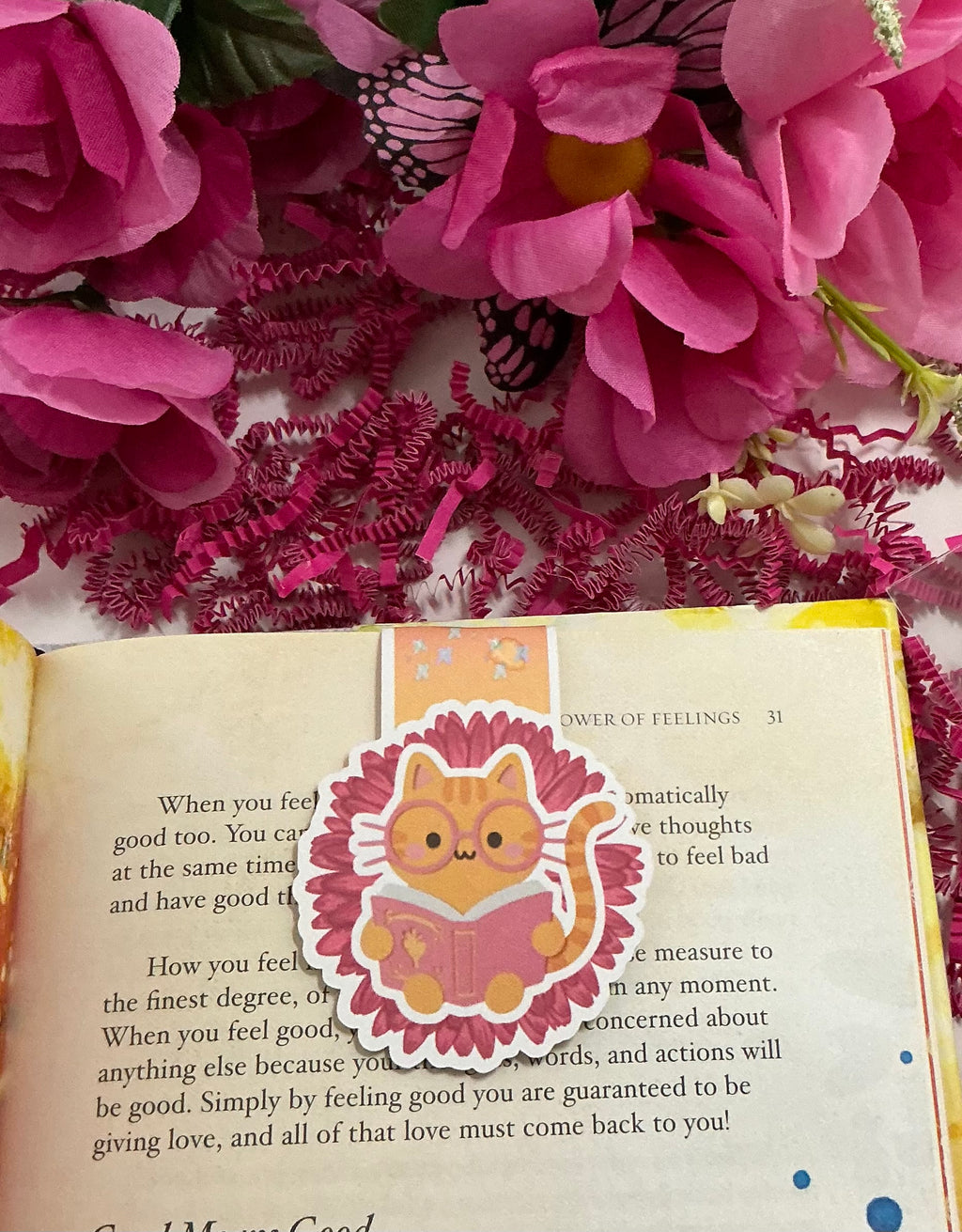 Cat Reading Magnetic Bookmark